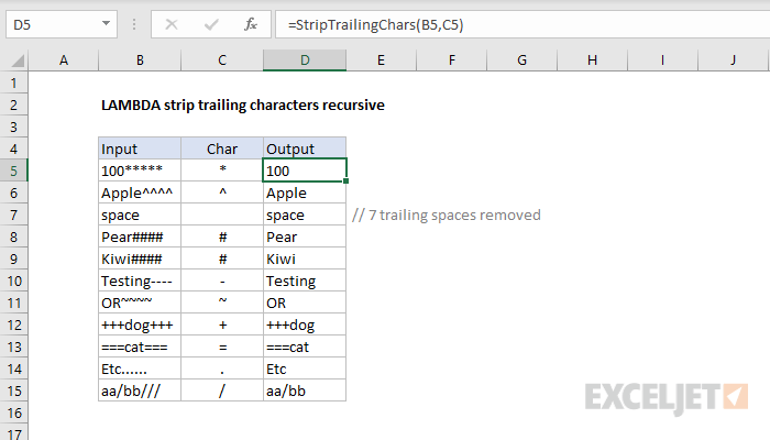 Excel Remove Trailing Characters